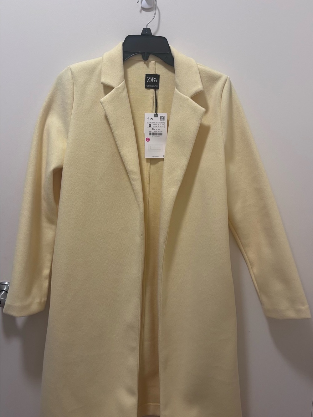 ZARA Pale Cream Long Single-Breasted Trench Coat